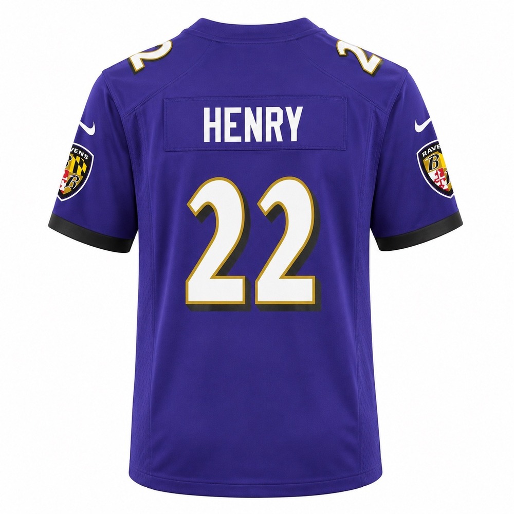 Nike Mens Baltimore Ravens Derrick Henry 22 Game Jersey sportswear streetwear - Picture 2 of 10
